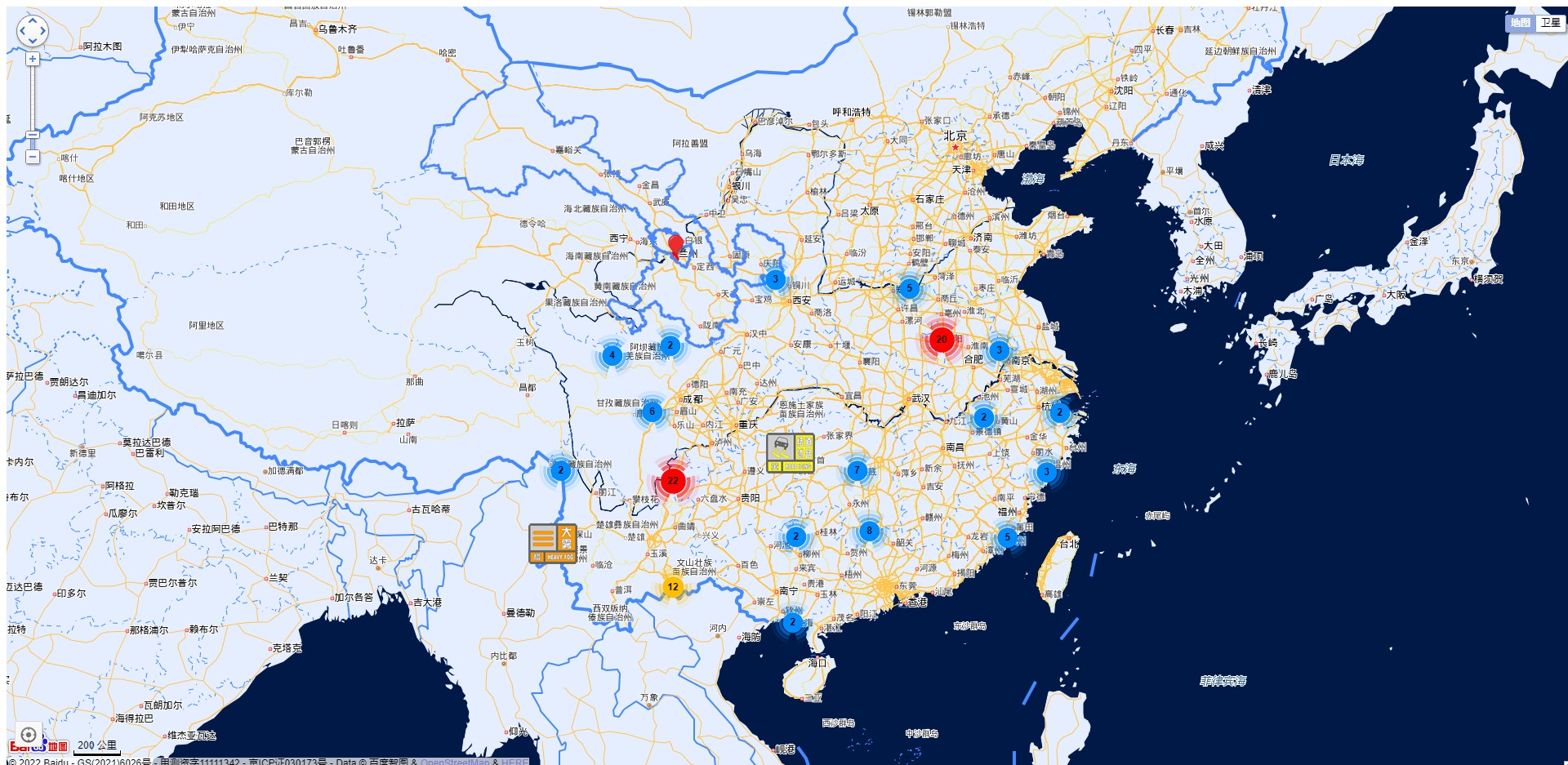 无极低码:百度地图天气预警地图点聚合可视化